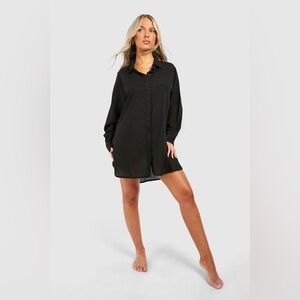 Black Button-Up Shirt Dress
